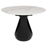 Montana Dining Table, White Ceramic/Black Base