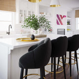 Myla Swivel Bar Stool, Black-Furniture - Dining-High Fashion Home