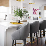 Myla Swivel Bar Stool, Light Grey-Furniture - Dining-High Fashion Home