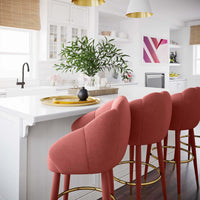 Myla Swivel Bar Stool, Salmon-Furniture - Dining-High Fashion Home