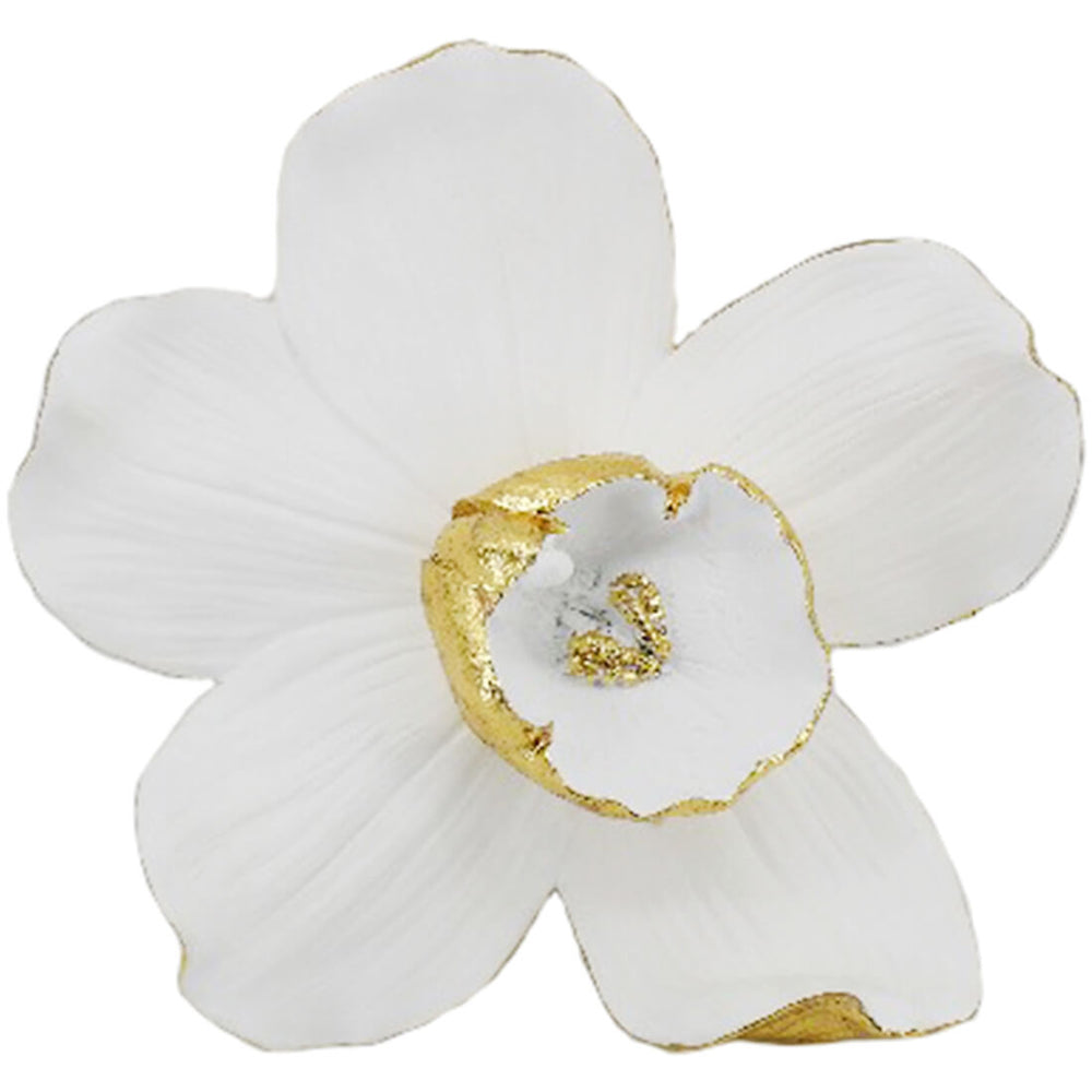 Orchid Wall Hanger, 9", White/Gold - Accessories - High Fashion Home