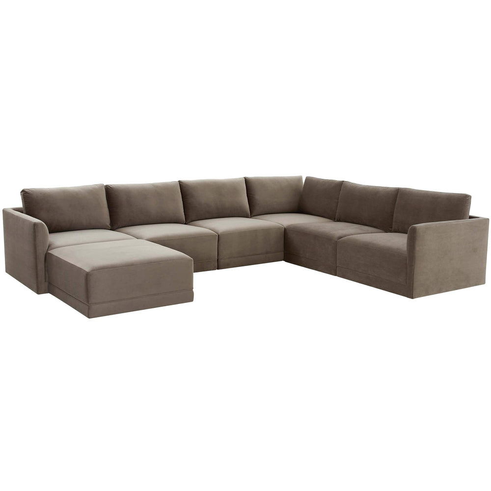 Willow Large Chaise Modular Sectional, Taupe-Furniture - Sofas-High Fashion Home