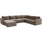 Willow Large Chaise Modular Sectional, Taupe-Furniture - Sofas-High Fashion Home