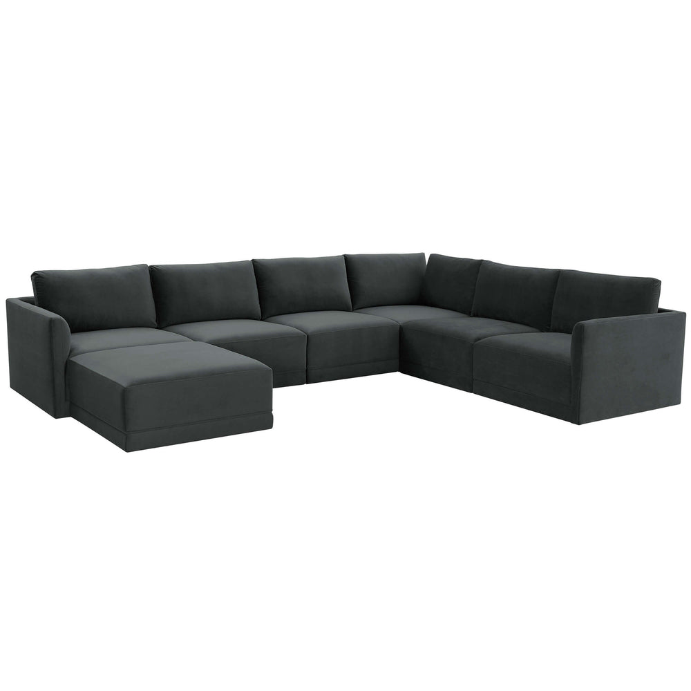Willow Large Chaise Modular Sectional, Charcoal-Furniture - Sofas-High Fashion Home