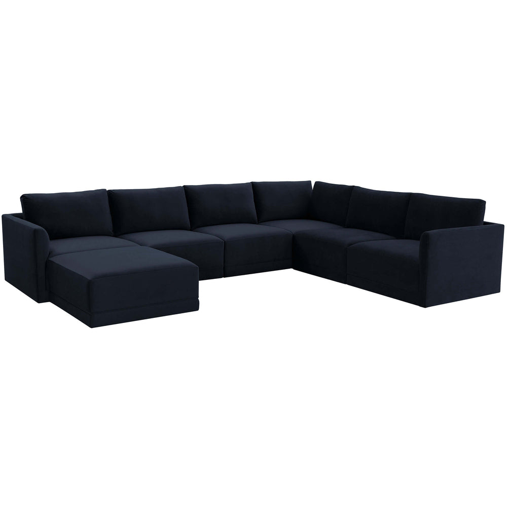 Willow Large Chaise Modular Sectional, Navy-Furniture - Sofas-High Fashion Home