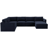 Willow Large Chaise Modular Sectional, Navy-Furniture - Sofas-High Fashion Home