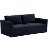 Willow 2 Piece Modular Loveseat, Navy-Furniture - Sofas-High Fashion Home