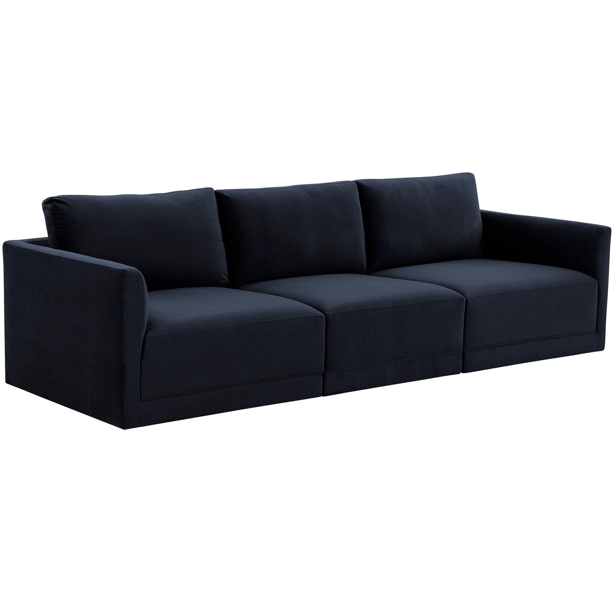 Willow 3 Piece Modular Sofa, Navy High Fashion Home