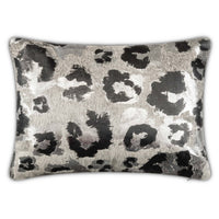 Leopard Print Hair in Hide Pillow, Grey/Silver/Black-Accessories-High Fashion Home