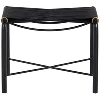 Riz Leather Stool, Black-Furniture - Accent Tables-High Fashion Home