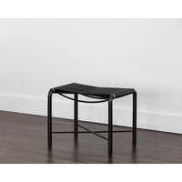 Riz Leather Stool, Black-Furniture - Accent Tables-High Fashion Home