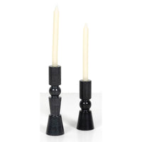Rosette Taper Candlesticks, Ebony, Set of 2-Accessories-High Fashion Home