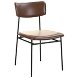 Sailor Leather Dining Chair, Dark Brown, Set of 2