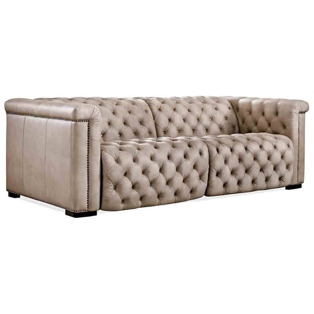 Savion Power Leather Motion Sofa, Giovanni Taupe - Modern Furniture - Sofas - High Fashion Home