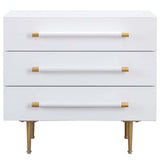 Trident Nightstand, White-Furniture - Bedroom-High Fashion Home