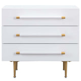 Trident Nightstand, White-Furniture - Bedroom-High Fashion Home