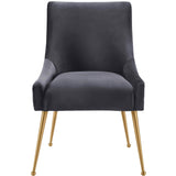 Beatrix Pleated Chair, Dark Grey/Brushed Gold Legs - Furniture - Dining - High Fashion Home