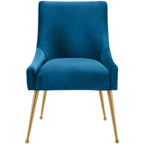Beatrix Pleated Chair, Navy/Brushed Gold Legs - Furniture - Dining - High Fashion Home