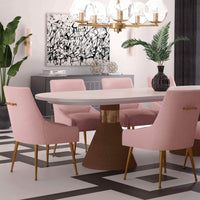 Beatrix Pleated Chair, Blush/Brushed Gold Legs - Furniture - Dining - High Fashion Home