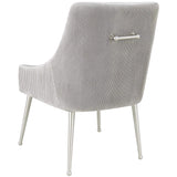 Beatrix Pleated Chair, Light Grey/Brushed Stainless Legs - Furniture - Dining - High Fashion Home