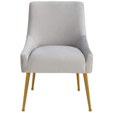 Beatrix Pleated Chair, Light Grey/Brushed Gold Legs - Furniture - Dining - High Fashion Home