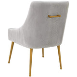 Beatrix Pleated Chair, Light Grey/Brushed Gold Legs - Furniture - Dining - High Fashion Home