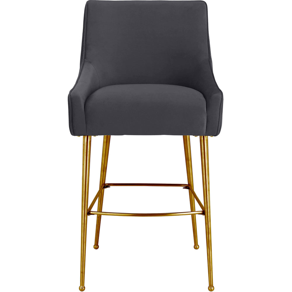 Beatrix Pleated Counter Stool, Dark Grey-Furniture - Dining-High Fashion Home