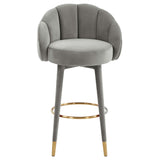Myla Swivel Bar Stool, Light Grey-Furniture - Dining-High Fashion Home