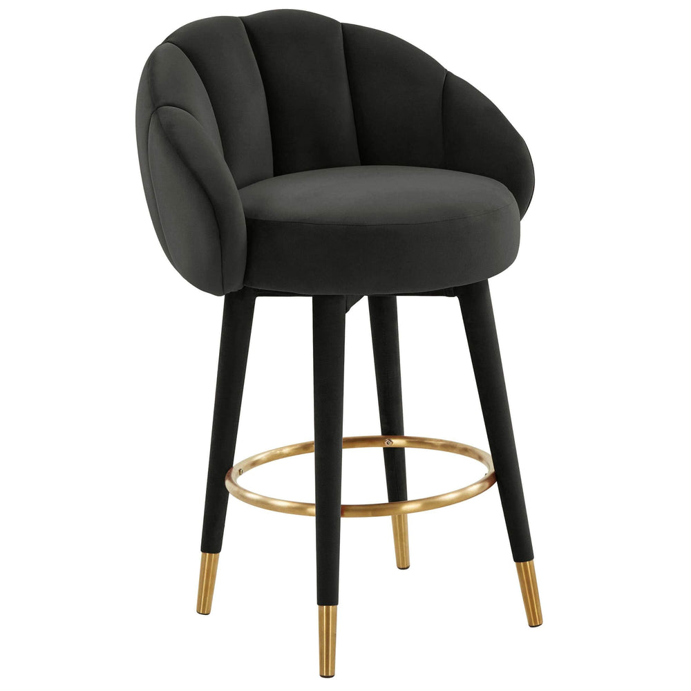 Myla Swivel Counter Stool, Black-Furniture - Dining-High Fashion Home
