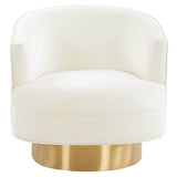 Stella Velvet Swivel Chair, Cream-Furniture - Chairs-High Fashion Home