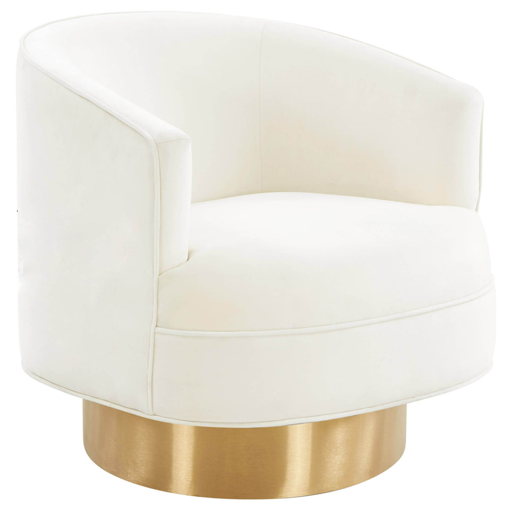 Stella Velvet Swivel Chair, Cream-Furniture - Chairs-High Fashion Home