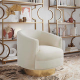 Stella Velvet Swivel Chair, Cream-Furniture - Chairs-High Fashion Home