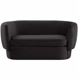 Isabella Velvet Loveseat, Black-Furniture - Sofas-High Fashion Home