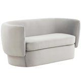 Isabella Velvet Loveseat, Light Grey-Furniture - Sofas-High Fashion Home