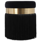 Melody Tasseled Ottoman, Black-Furniture - Chairs-High Fashion Home