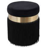 Melody Tasseled Ottoman, Black-Furniture - Chairs-High Fashion Home