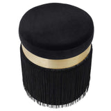 Melody Tasseled Ottoman, Black-Furniture - Chairs-High Fashion Home