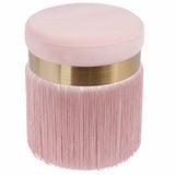 Melody Tasseled Ottoman, Cream-Furniture - Chairs-High Fashion Home