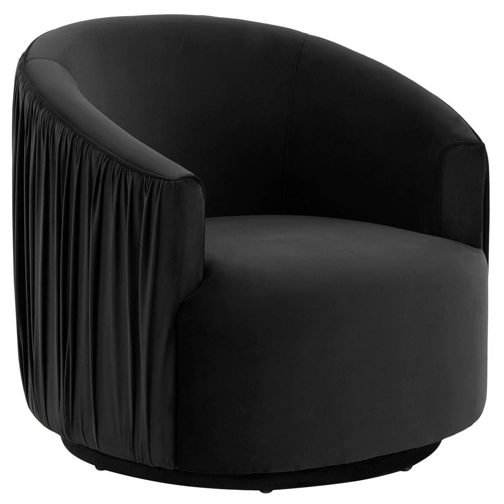 London Pleated Swivel Chair, Black-Furniture - Chairs-High Fashion Home
