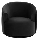 London Pleated Swivel Chair, Black-Furniture - Chairs-High Fashion Home