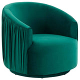 London Pleated Swivel Chair, Forest Green-Furniture - Chairs-High Fashion Home