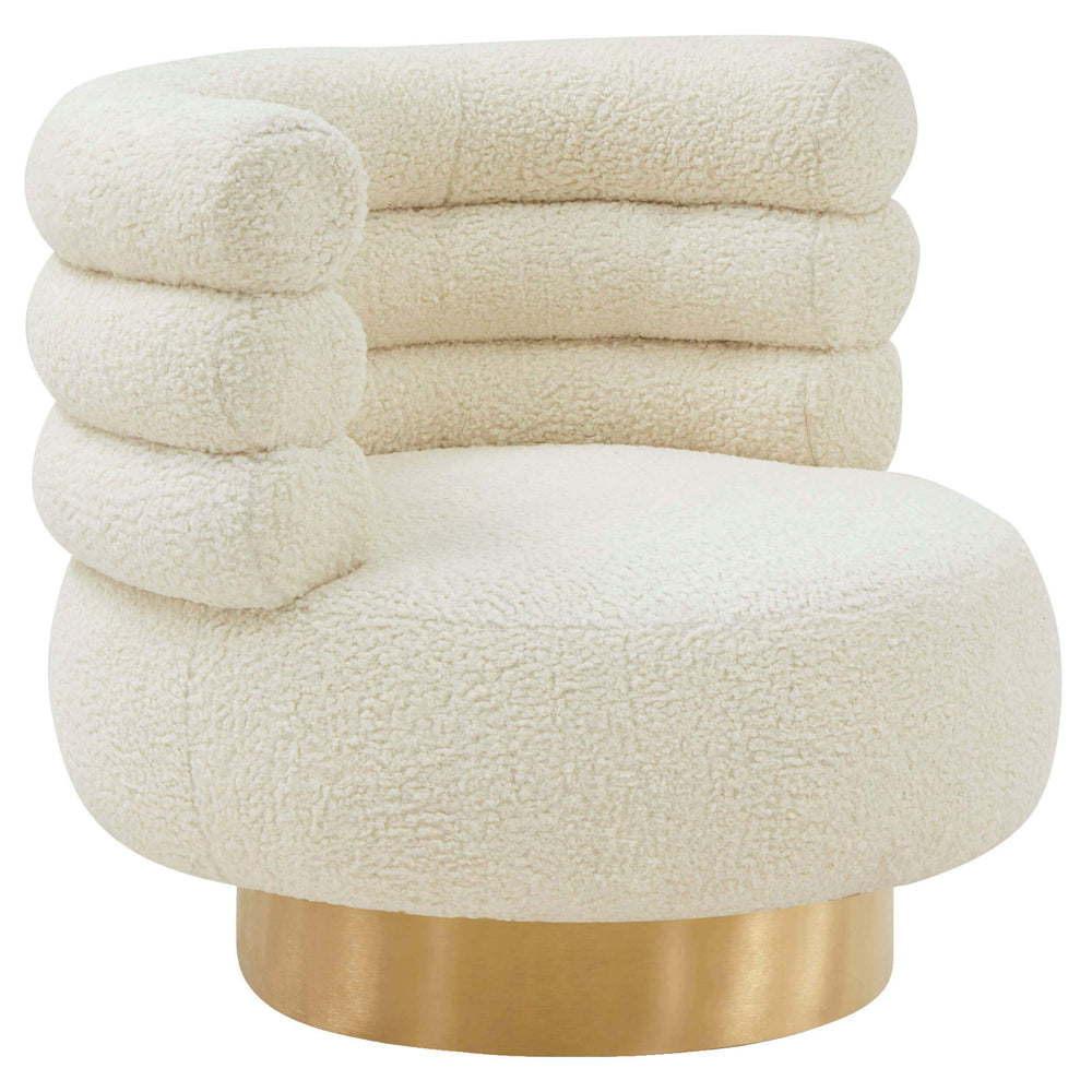 Naomi Swivel Chair Velvet, Faux Shearling-Furniture - Chairs-High Fashion Home