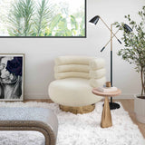 Naomi Swivel Chair Velvet, Faux Shearling-Furniture - Chairs-High Fashion Home