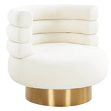 Naomi Swivel Chair Velvet, Cream-Furniture - Chairs-High Fashion Home