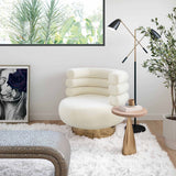 Naomi Swivel Chair Velvet, Cream-Furniture - Chairs-High Fashion Home