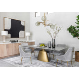Taji Rectangular Dining Table, Gray/Gold Base