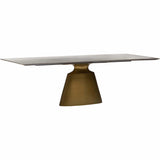 Taji Rectangular Dining Table, Gray/Gold Base-Furniture - Dining-High Fashion Home