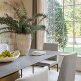Taji Rectangular Dining Table, Gray/Gold Base