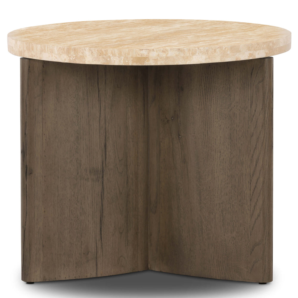 Toli End Table, Travertine/Rustic Grey-Furniture - Accent Tables-High Fashion Home