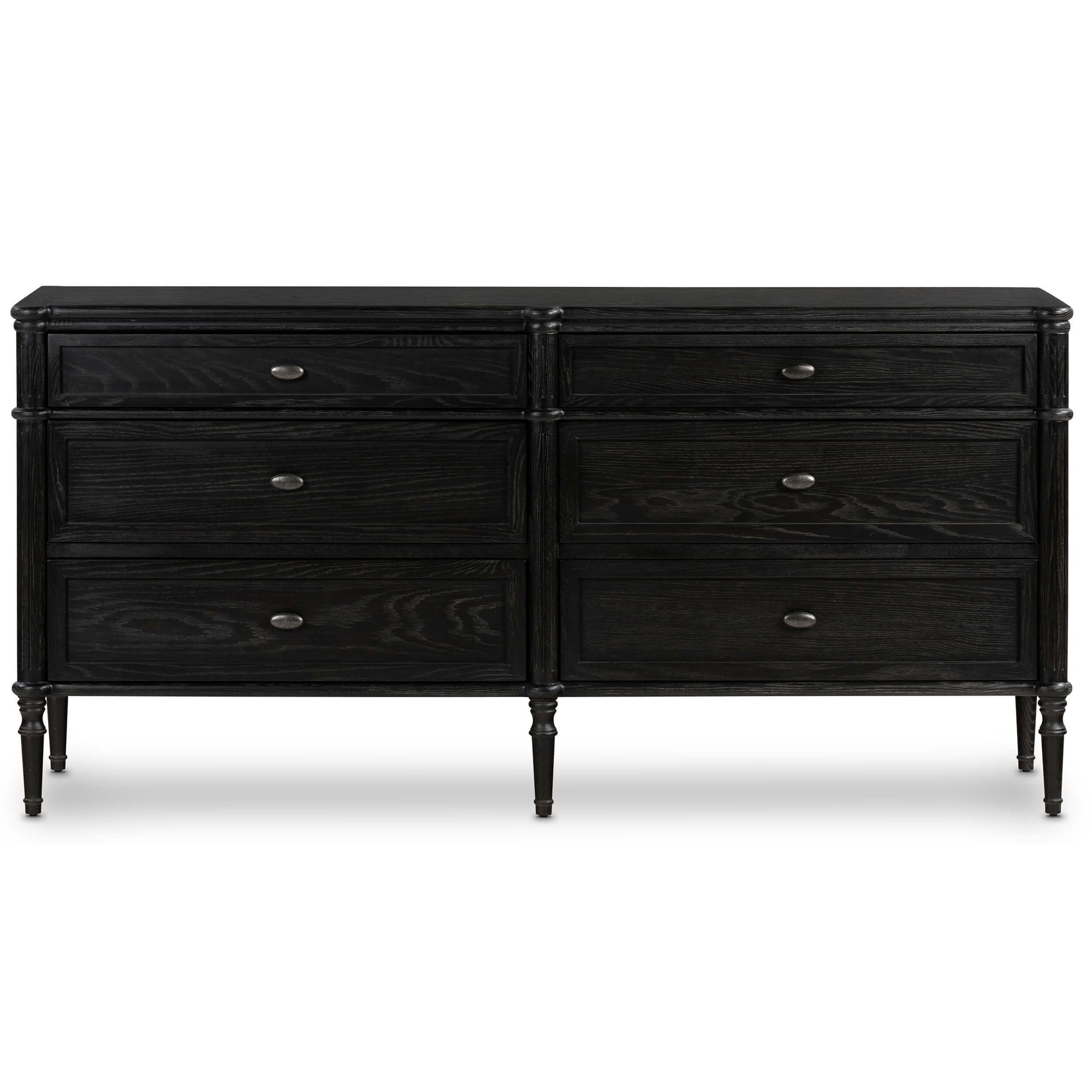 distressed black dresser Black Vintage Dresser: Solid Wood Antique Sideboard With Gold Accents